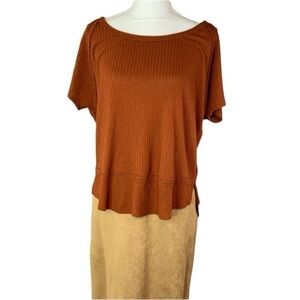 Vintage Mudd Women's Medium mudd Brown Inside out out Short Sleeve Shirt